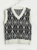 CLASSY FASHION GEOMETRIC SWEATER VEST