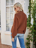 CASUAL SOLID COLOR TWISTED SEMI-TURTLE SWEATER