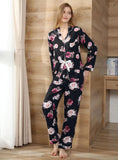 CLASSY AUTUMN AND WINTER FLOWER PATTERN LONG SLEEVE SUIT