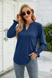 CASUAL V-NECK LOTUS LEAF SLEEVE T-SHIRT
