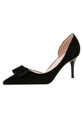 SHALLOW-MOUTHED POINTED SUEDE BOW SHOES