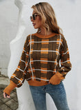 FASHION WOMEN CHEQUER PULLOVER SWEATER