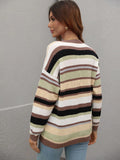 FASHION CREWNECK STRIPED KNITTED SWEATER