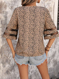 LEOPARD PRINT SHIRT GAUZE STITCHING DRESS