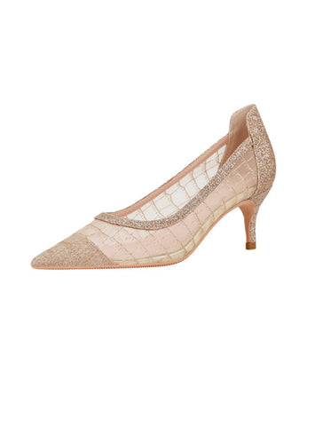 THIN HIGH HEEL POINTED MESH LACE SHOES