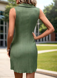 SLEEVELESS LAPELS FLOUNCES SHORT DRESS
