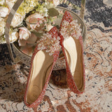 SEQUIN THICK HEEL WEDDING SHOES