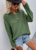 FASHION SOLID COLOR PULLOVER V-NECK SWEATER