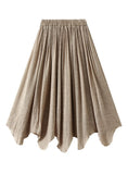 THIN COTTON AND LINEN IRREGULAR HIGH WAIST SKIRT
