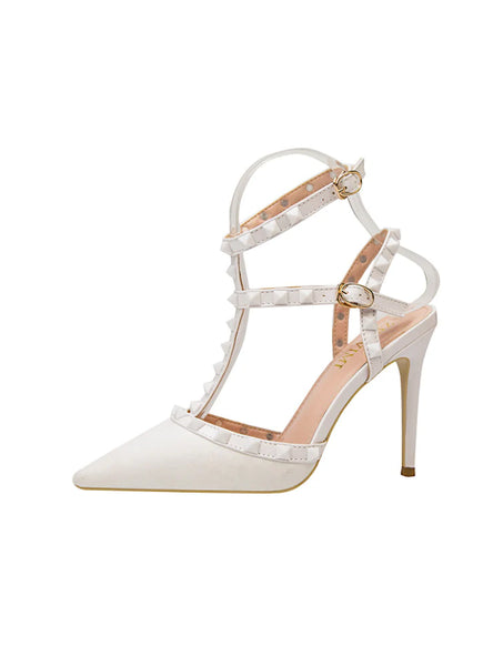 STILETTO POINTED HOLLOW RIVETS ROMAN SANDALS