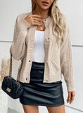 Button Retro Round Neck Long Sleeve Sweater Coat