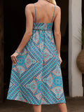 ETHNIC PRINT SUSPENDER DRESS