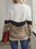 FASHION LEISURE VACATION SPLICING SWEATER TOP