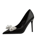 PEARL BOW THIN HIGH HEELS SHOES