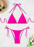 SEXY HALTER SOLID COLOR BEACH BIKINI