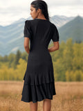 SOLID COLOR IRREGULAR SLIM DRESS