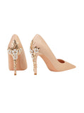 METAL FLOWER POINTED HIGH HEELS WEDDING SHOES