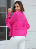 Short Knit Cardigan Fringed Sweater