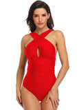 SEXY CROSS-GATHERED ONE-PIECE SWIMSUIT
