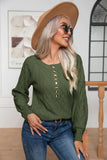 FASHION BUTTON TWISTED LONG SLEEVE TWIST PULLOVER SWEATER