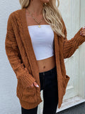 CLASSY LOOSE MEDIUM AND LONG TWISTED ROPE KNITTED CARDIGAN JACKET