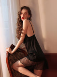 FASHION SEXY SATIN LACE SUSPENDER NIGHTDRESS