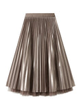 BEADED GAUZE PLEATED SKIRT