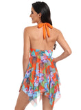 SEXY HALTER PRINT ONE-PIECE SWIMSUIT