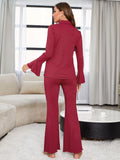 CLASSY RED THREAD LONG SLEEVE TWO-PIECE SUIT