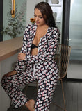 CLASSY LONG-SLEEVED TROUSERS PAJAMAS SUIT