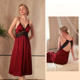 FASHION ICE SATIN SUSPENDER LACE NIGHTGOWN