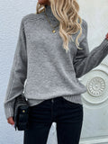 CLASSY SOLID COLOR TURTLENECK PULLOVER LOOSE SWEATER