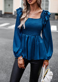 LONG-SLEEVED SOLID COLOR SHIRT BLOUSE