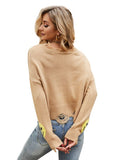 CLASSY LOOSE HOLES LONG-SLEEVED V-NECK SWEATER