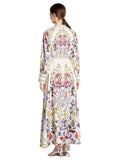 PRINTED LONG-SLEEVED HIGH-WAIST SLIM DRESS