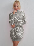 CLASSY LONG SLEEVE KNITTED SWEATER DRESS