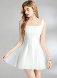 MESH FLUFFY SLING SHORT DRESS