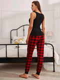FASHION VEST PLAID PAJAMA TWO PIECE SUIT