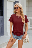 SOLID COLOR ROUND NECK LOOSE SHORT SLEEVE T-SHIRT