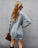 CLASSY GRAY PULLOVER SLIM SOLID COLOR LONG SLEEVE DRESS
