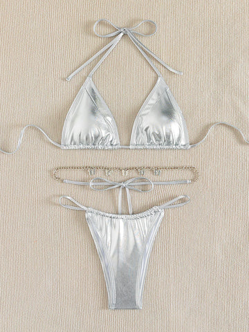 BUTTERFLY WAIST CHAIN SEXY SILVER BIKINI