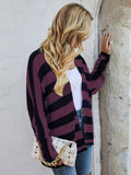 CASUAL BAT SLEEVE KNITTED LOOSE STRIPED COAT