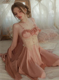 SEXY CHEST PAD ICE SILK SLING NIGHTDRESS ROBE SUIT