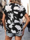 CONTRAST BLACK AND WHITE V-NECK SHIRT