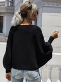 FASHION LOOSE SOLID COLOR BAT SLEEVE SWEATER