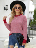CLASSY STRIPED LONG-SLEEVED ROUND NECK KNITTED PULLOVER SWEATER