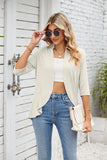 SOLID COLOR CROPPED SLEEVES RUFFLED COAT JACKET