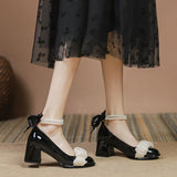 WOMEN THICK-HEELED RETRO SHOES