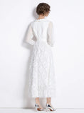 RETRO WHITE SLIM V-NECK DRESS