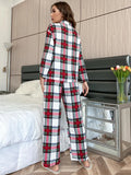 CLASSY WINTER PLAID LONG SLEEVE PAJAMA SUIT